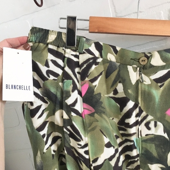 NWT Vintage Maxi Skirt Deadstock Blanchelle Zebra Tiger Tropical print lined 16 - Picture 6 of 16